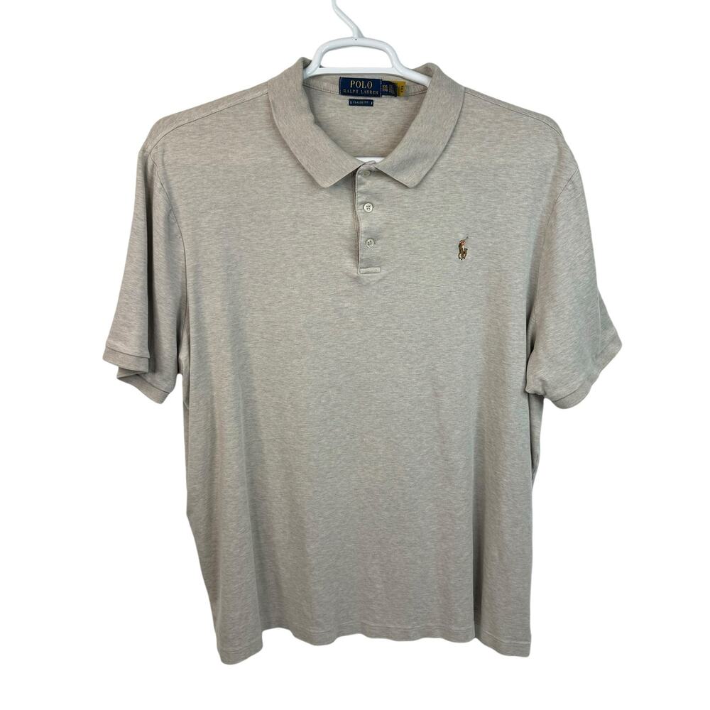 Polo Ralph Lauren Soft Cotton Short Sleeve Polo Shirt Classic Fit Beige Tan XXL - Picture 4 of 6